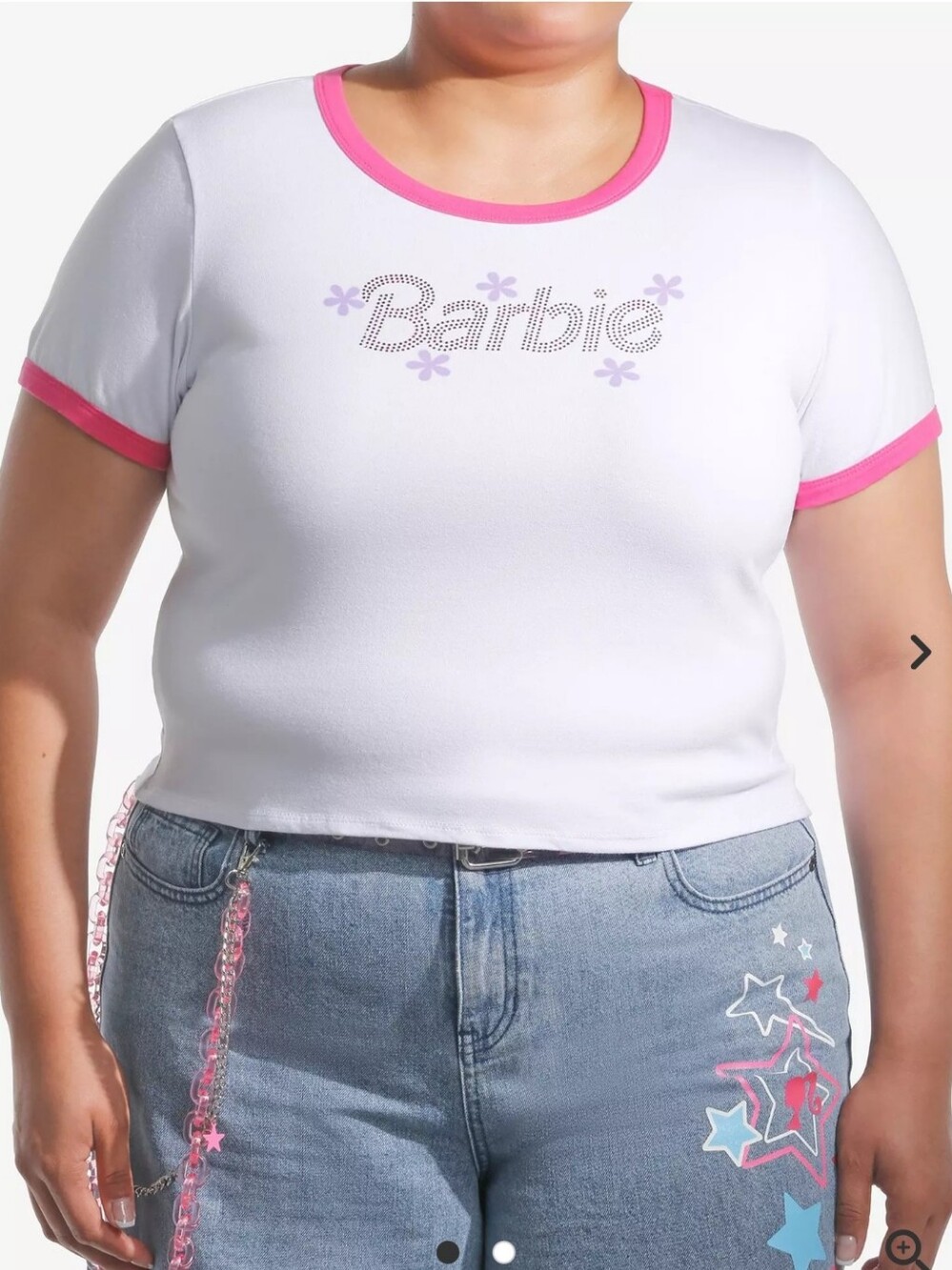 Barbie Rhinestone Logo Ringer Girls Baby T-Shirt Plus Size
